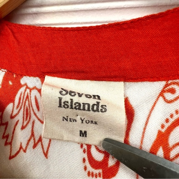 SEVEN ISLANDS New York Orange floral boho flowy resort midi dress women’s size M - Picture 5 of 8
